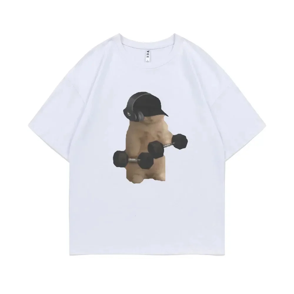 Men's Streetwear Vintage Laughing Cat Pointing T Shirt Cotton Tee Women Oversized Harajuku O-Neck Loose Top Cursed Emoji Meme