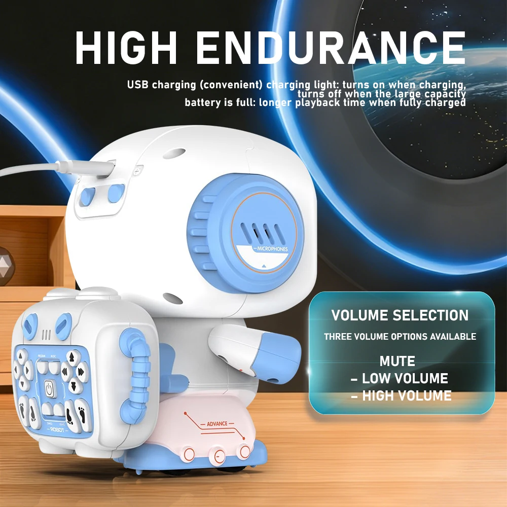 Smart Interactive Robot Toy Programmable Remote Control Robot with Rechargeable Battery Birthday Gift for Kids Age 3+