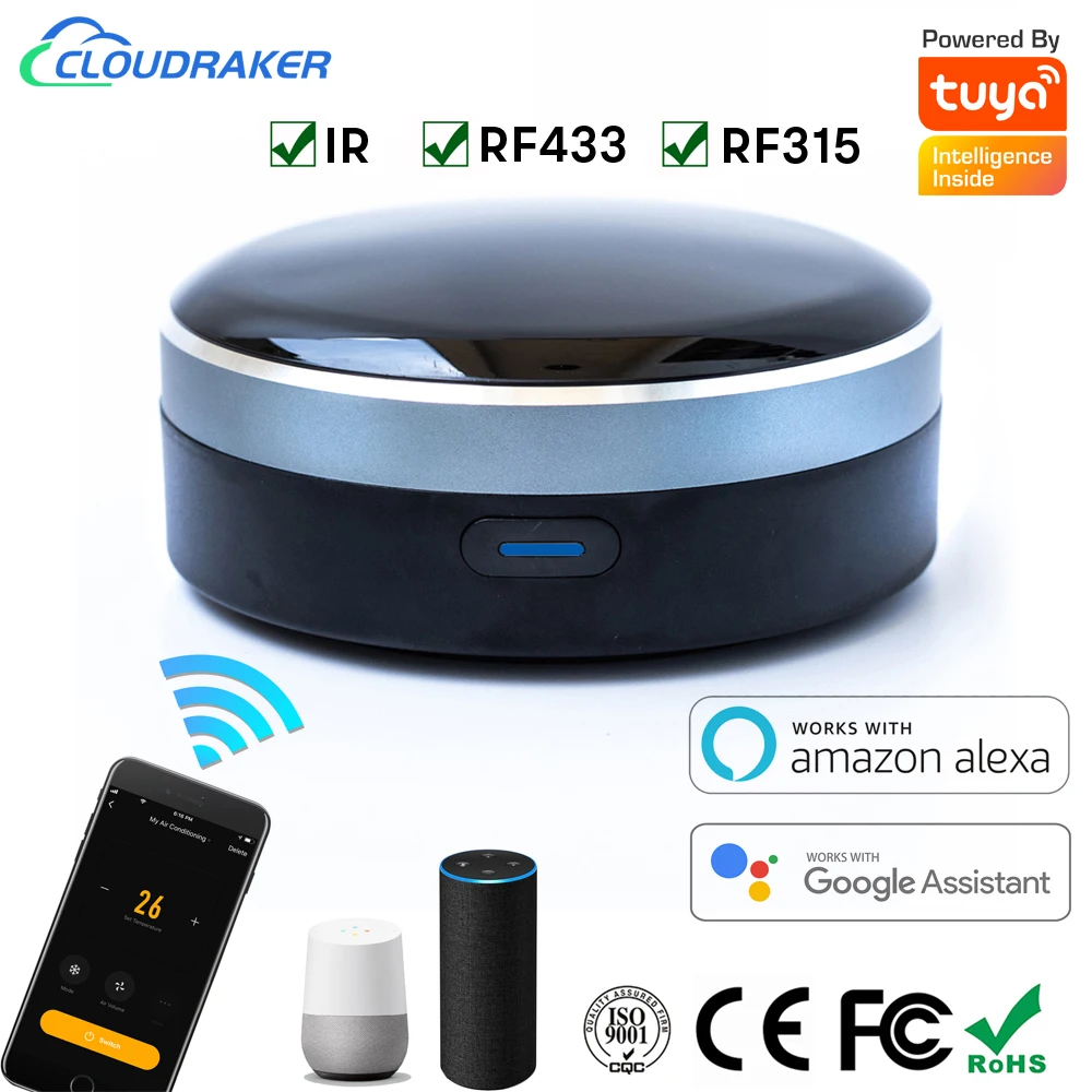 RF+IR Universal Remote Control WiFi Smart Home Controller for TV AC Curtain Roller Shutter Work with Alexa Google Home