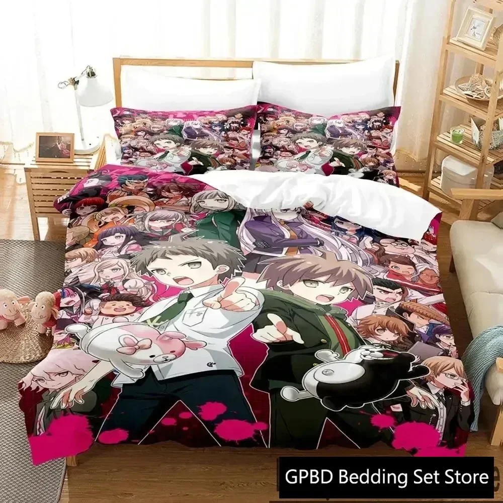 

Anime Danganronpa Monokuma Bedding Set Duvet Cover Bed Set Quilt Cover Pillowcase Comforter king Queen Size Boys Adult