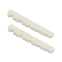 Miwayer 4/5/6 String Electric Bass Bone Bridge 2 pcs Nut Flat Bottom Pre-Slotted Made of Real Bone Multiple Saddle