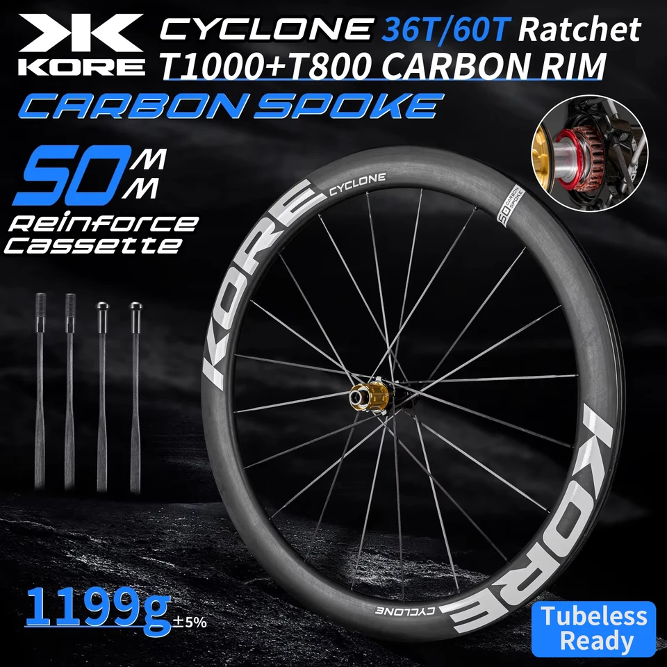 Carbon Road Wheelset 700c 50mm T1000 36T/60T Disc Brake