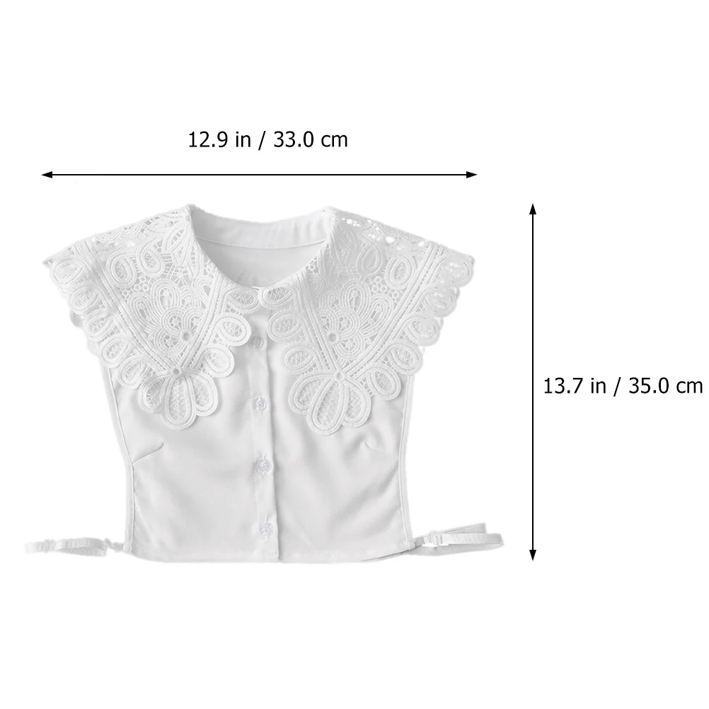 

Chiffon Shirt Collar Fake Lace Neckline Decorative Floral Bow Women Fashion Clothing Accessory Lightweight Elegant Simple Design