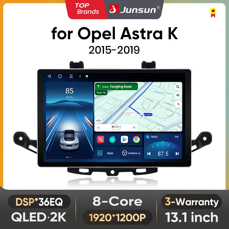 Junsun 13,1 Zoll QLED Android Wireless CarPlay Autoradio für Opel Astra K 2015-2019 Intelligente Systeme DSP SWC RDS GPS FM
