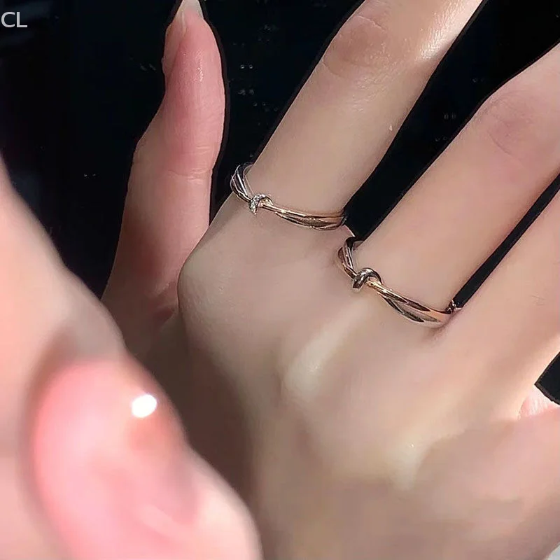 Romantic Couple Rings For Women Men Promise Couple Ring Valentine'S Day Gift Niche Design Sense High-end Light Luxury Simple Gif