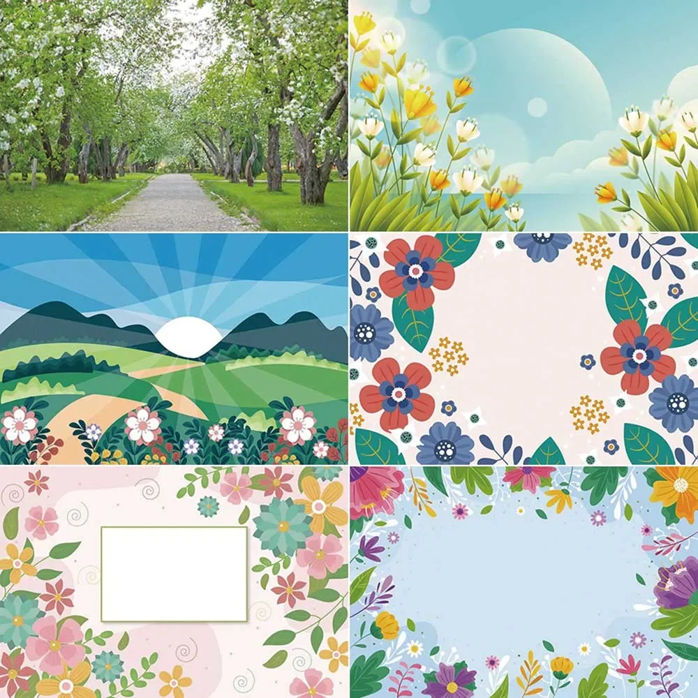 MOON.QG Spring Backdrop Photography Tree Forest Tree Photozone Background Baby Photo Studio Photobooth Accessories