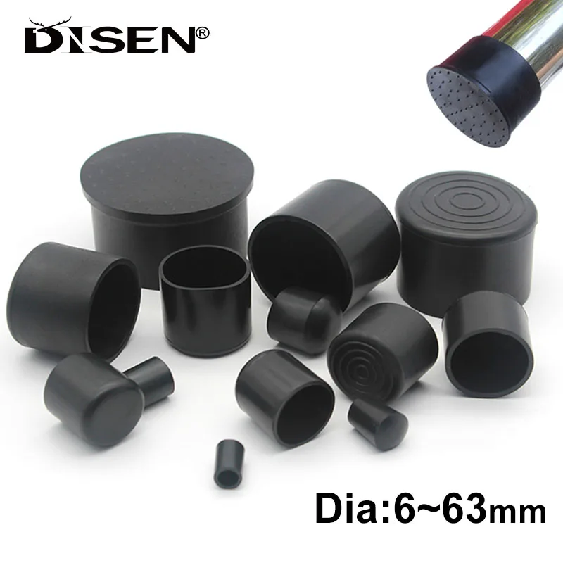 Black PVC Table Chair Leg Tips Caps Non-slip Floor Round Rubber Feet Pads Floor Protector Furniture Accessories