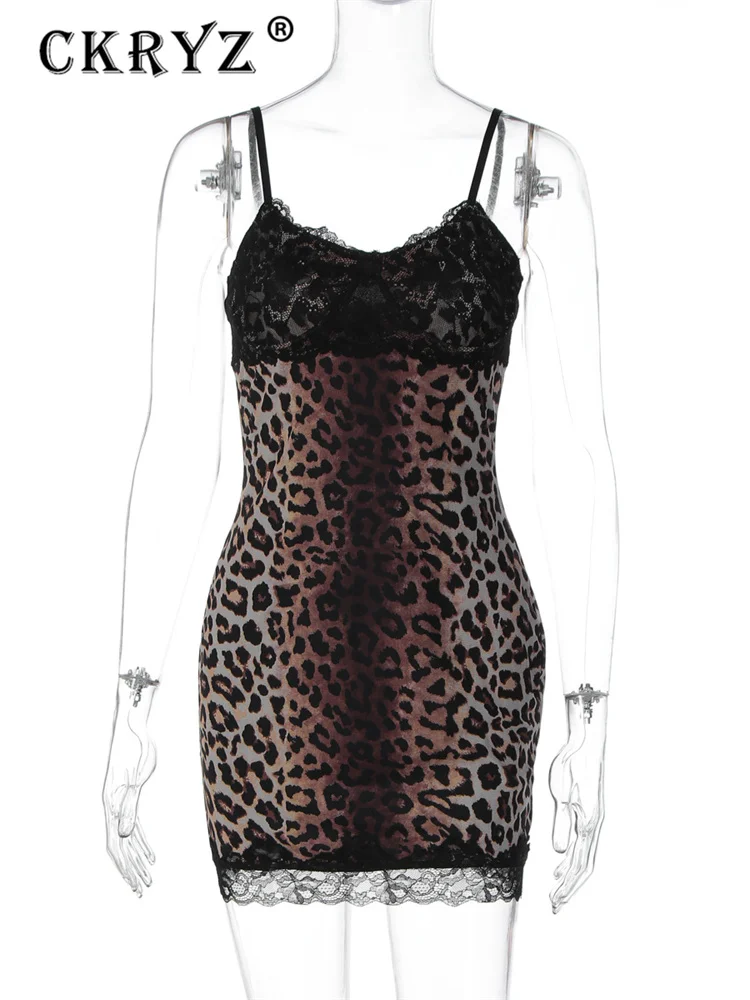 Ladies Autumn Clubwear Leopard Print Dress Women Sleeveless Backless Bodycon Mini Dresses Birthday Party Streetwear Fall Outfits