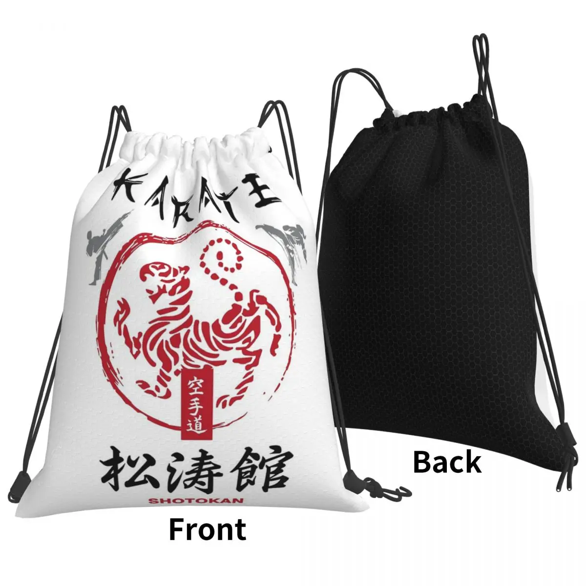 Karate Backpacks Casual Portable Drawstring Bags Sundries Bag Book Bags For Man Woman Students