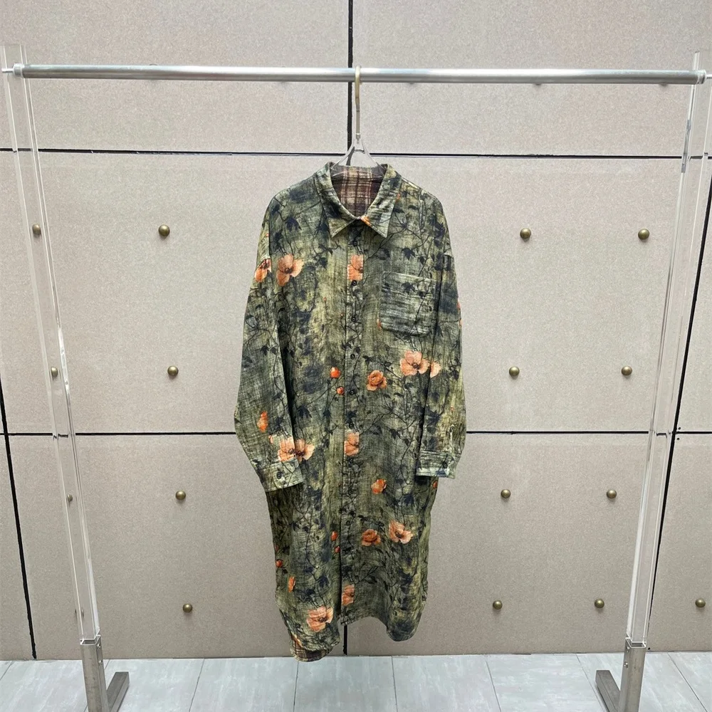 Sukienka koszulowa damska na jesień 2025, czysta bawełna, luźny krój w kratę, codzienna sukienka damska, odzież y2k, nowa moda, wysoka jakość, uniwersalna spódnica.