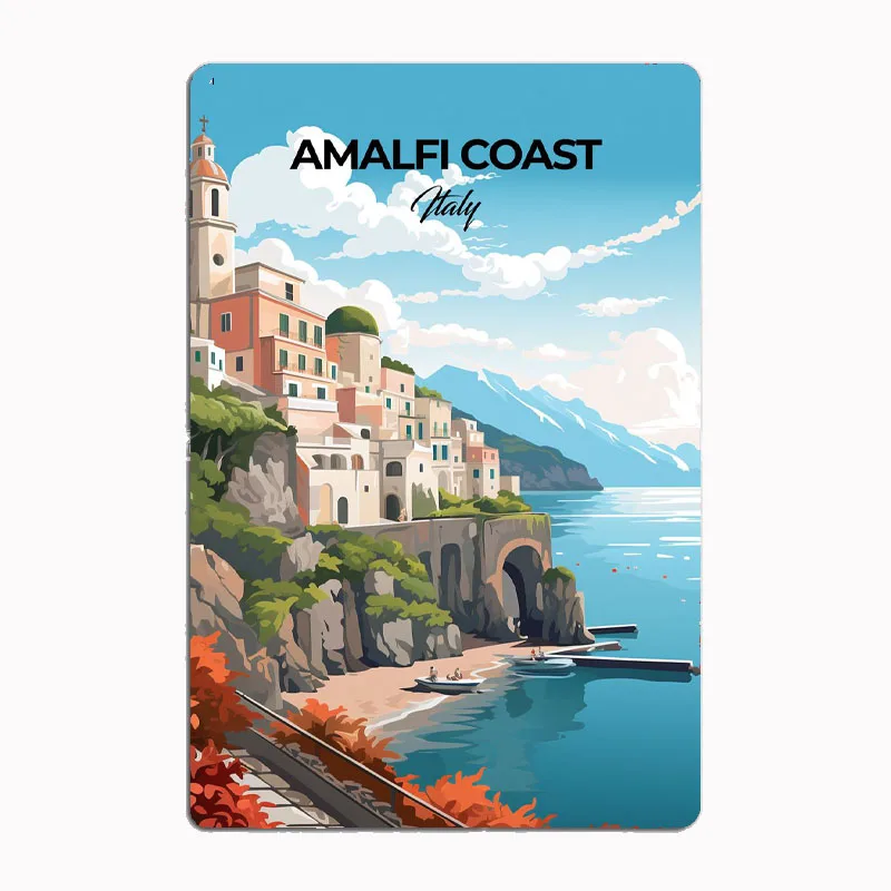 

Amalfi Coast Italy Travel Scenic Spot Retro Poster Metal Sign Mural Plates Club Tin Home Decor Room Decoration Wall Decor