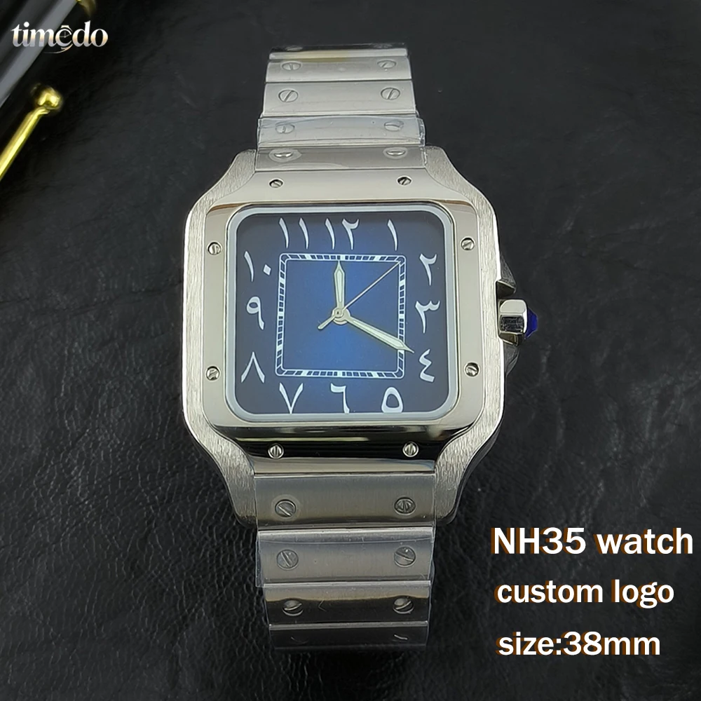 Hot selling NH35 watch 38mm men's customized logo watch stainless steel mechanical watch NH35 movement watch