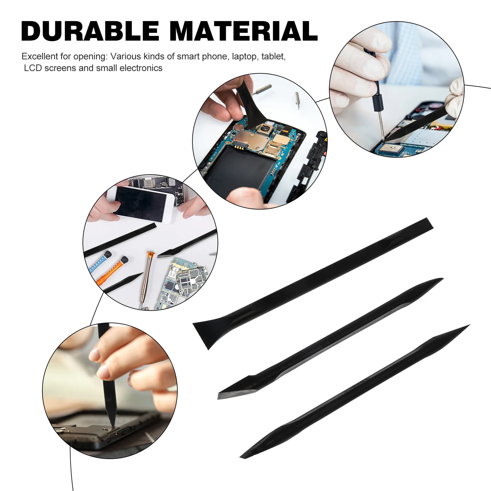 3 Pcs Crowbar Taking Tool Disassemble Double-head Stick Plastic Opening Pry Anti-static Computer High Strength Carbon Fiber