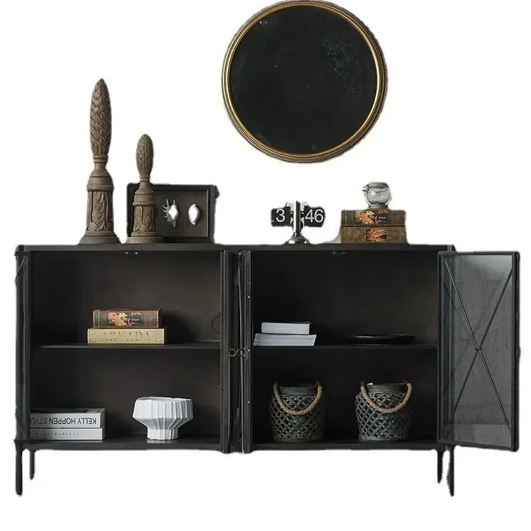 Premium Retro industrial style dining side cabinet makes old living room metal display