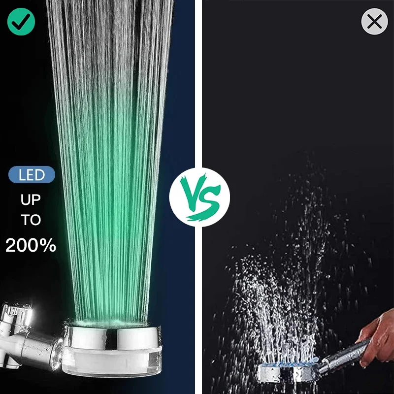 Улучшенная душевая лейка с 3 цветами освещения, душевая лейка с автоматическим изменением цвета, водосберегающая душевая лейка с фильтром высокого давления