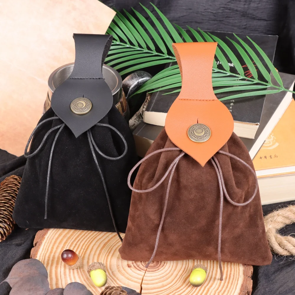 

Viking Style Medieval Pouch, Faux Leather, Vintage Belt Bag, Men's Fashion Accessory, for Wallet Storage
