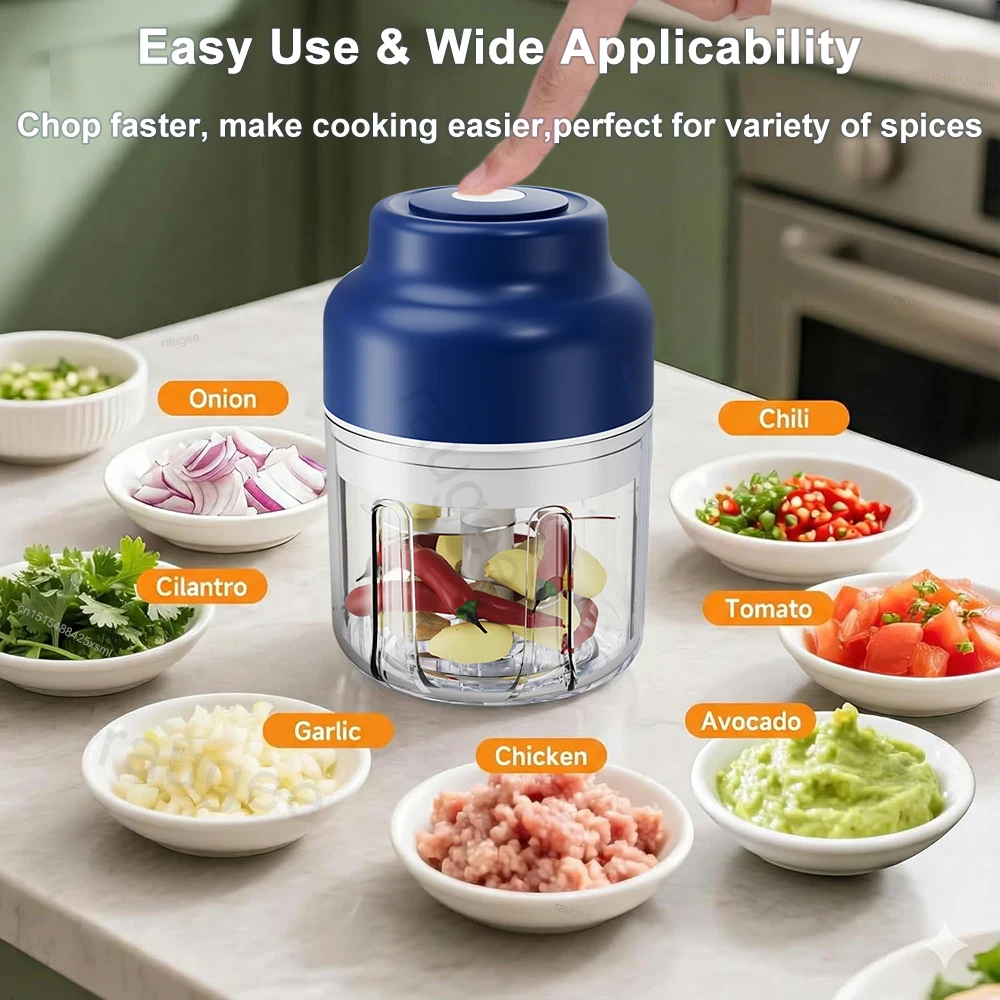 320ML Food Chopper Mini Electric Garlic Chopper Meat Grinder Rechargeable Multifunction Slicer Blender Kitchen Food Processor
