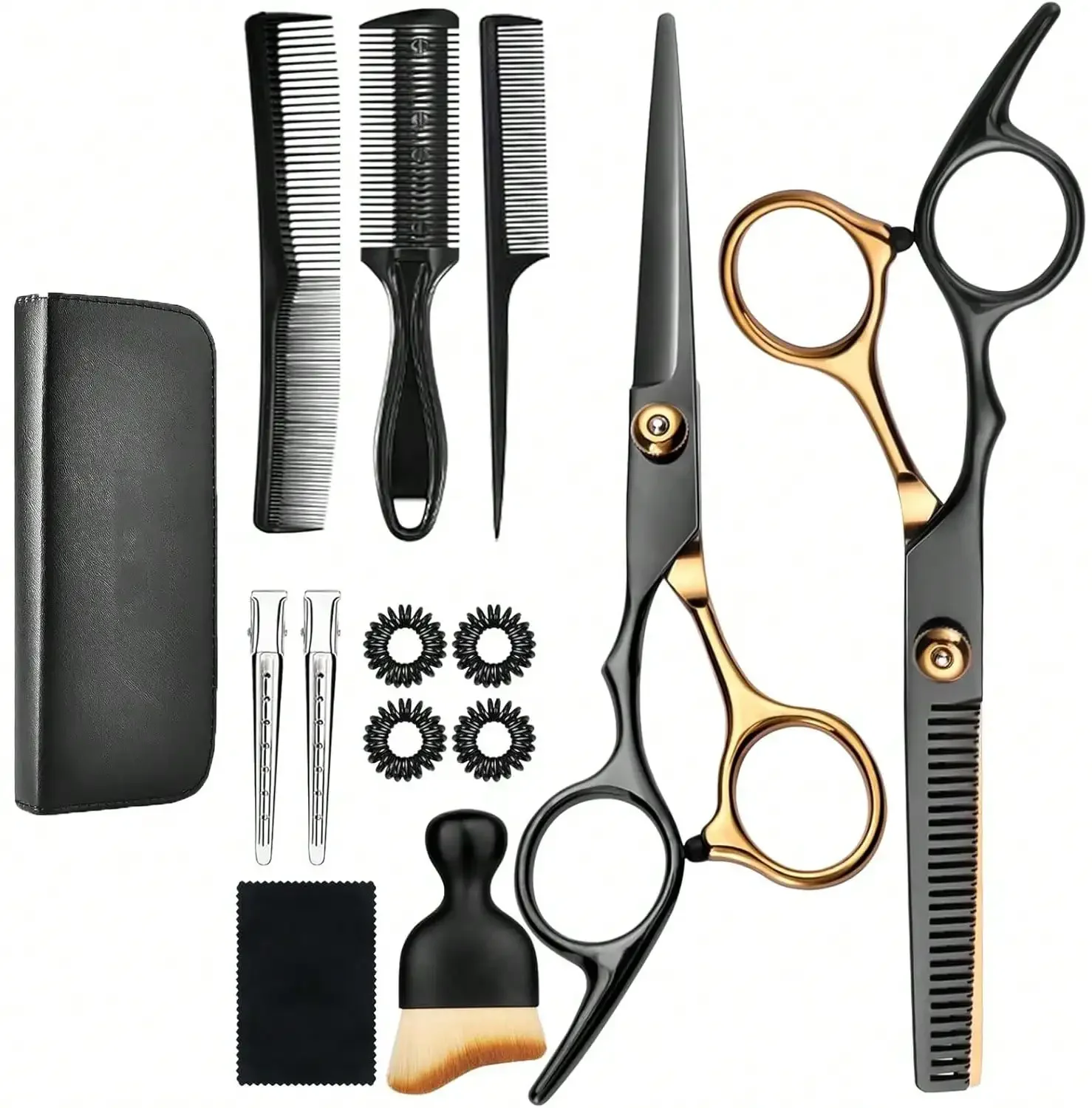 

2026 14 Pcs Stainless Steel Hairdressing Scissors Set, Includes Thinning Shears, Professional & Portable For Stylists