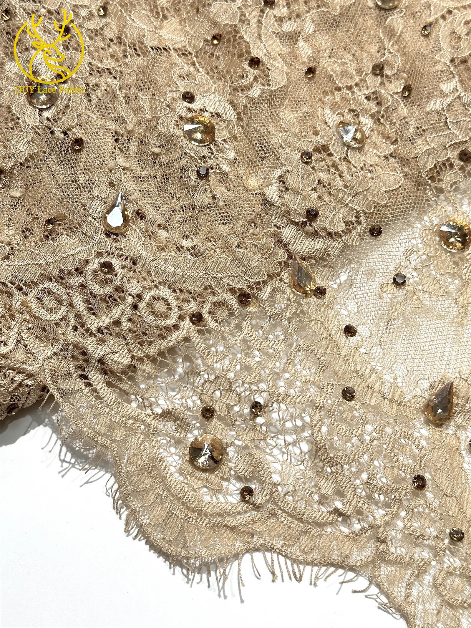 Roter nigerianischer Spitzenstoff, hochwertige afrikanische Milchseide mit Steinen, Guipure-Kordel für Damen-Partykleider, DIY-Nähzubehör, 3 Meter – Detail 14