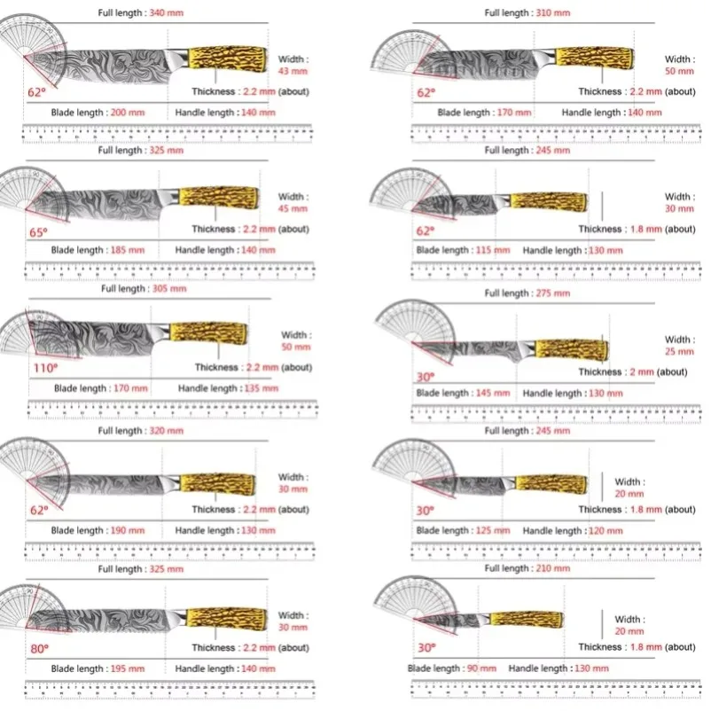 Laser Damascus Pattern Knife Japanese Kitchen Chef Knives Cut Meat Fish Fruit Bread Sharp Butcher Boning Knive Kitchen knife Set