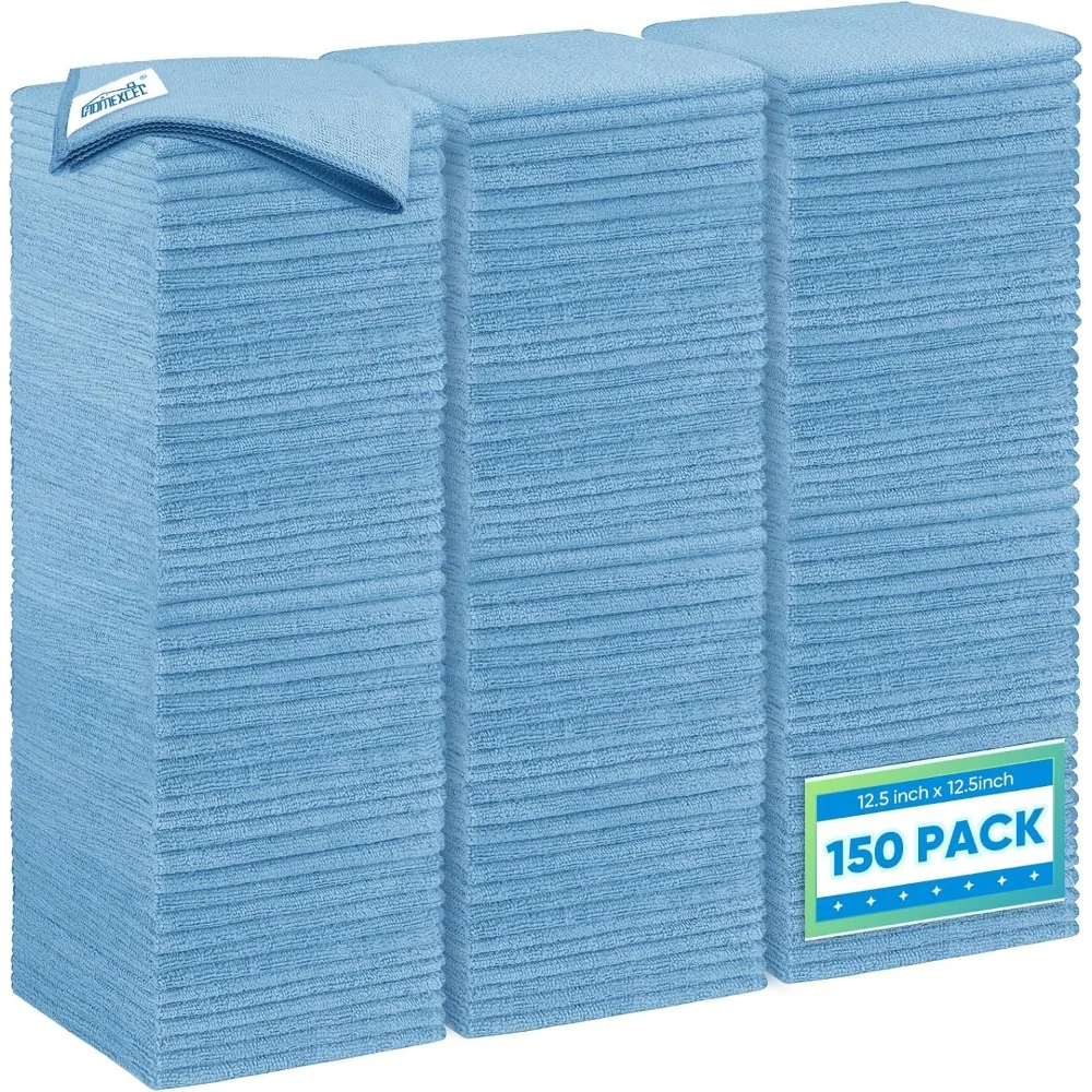 

Набор из 150 синих салфеток из микрофибры 12,5x12,5 см, ультра-впитывающие полотенца для автомобиля, кухни, окон