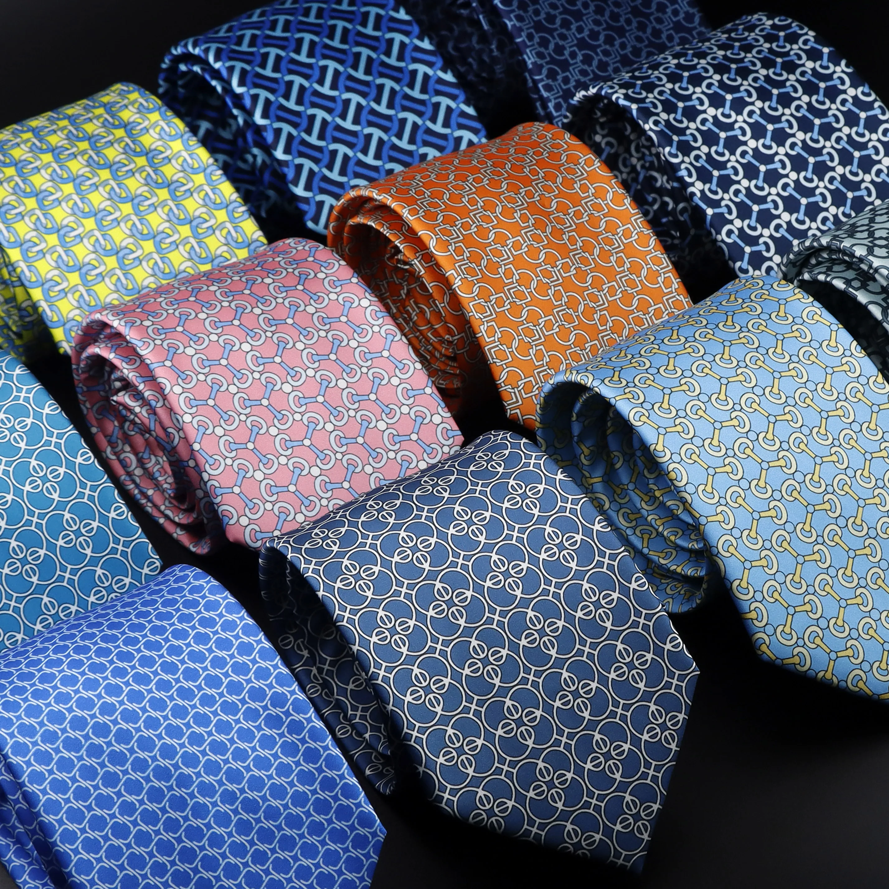 Men Jacquard Silk Necktie Luxury Chain Geometric Pattern Soft Woven Neck Tie Business Wedding Party Suit Accessory Gift Gravatas