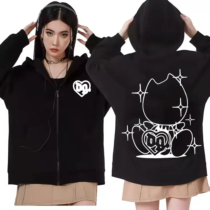 

Swedish Rapper Bladee Drain Gang Logo Zipper Hoodies Mens Loose Oversized Zip Up Sweatshirts Streetwear Fashion Pop Coats Jacket