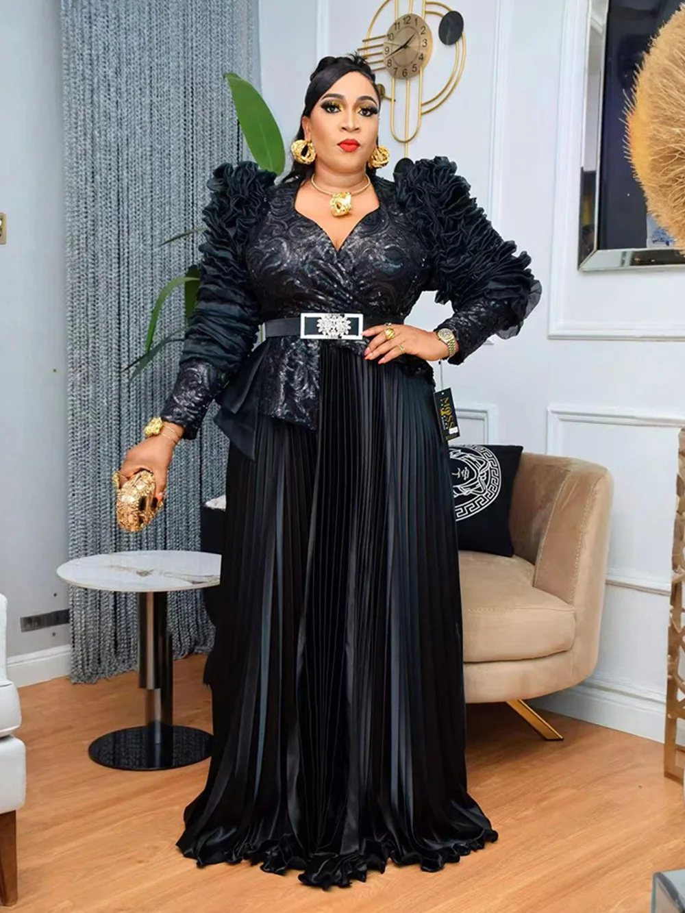 Abiti lunghi da festa africani per le donne 2025 Plus Size Dashiki Ankara Abiti da sera con paillettes Abiti turchi Robe Africa Abbigliamento