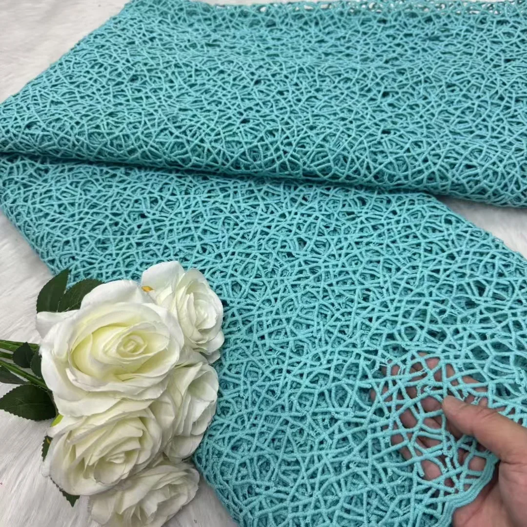 أقمشة الدانتيل الأفريقية القابلة للذوبان في الماء النيجيري جبر الحبل أقمشة الدانتيل المطرزة للنساء الخياطة فساتين الزفاف