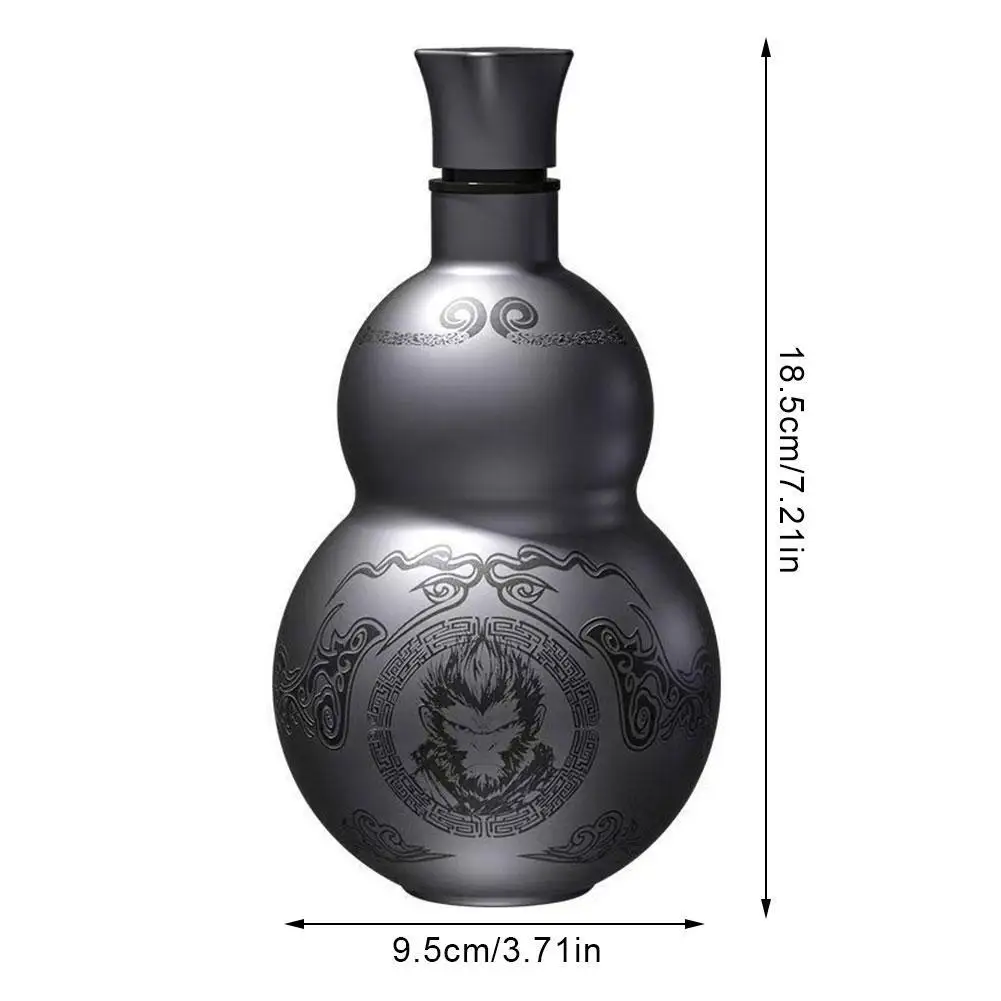 Wukong Theme Gourd Style 304 Stainless Steel Thermal Insulation Cup - Black, Portable, Cosplay, Outdoor Use