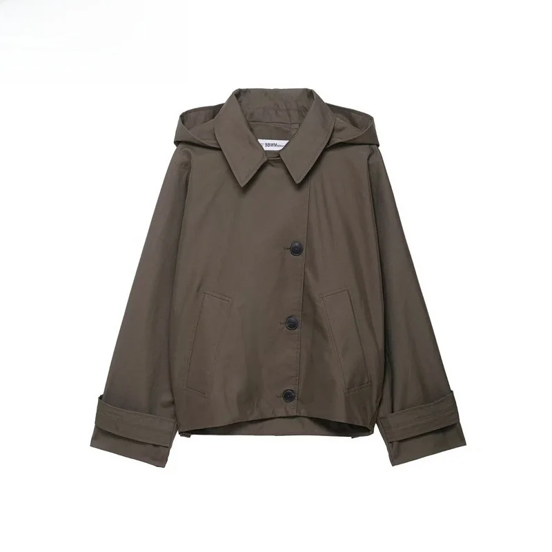 

ZBZR Autumn New Women's Faionable Waterproof Coat Simple Versatile Ele Sle Polyester Fiber ort Outerwear