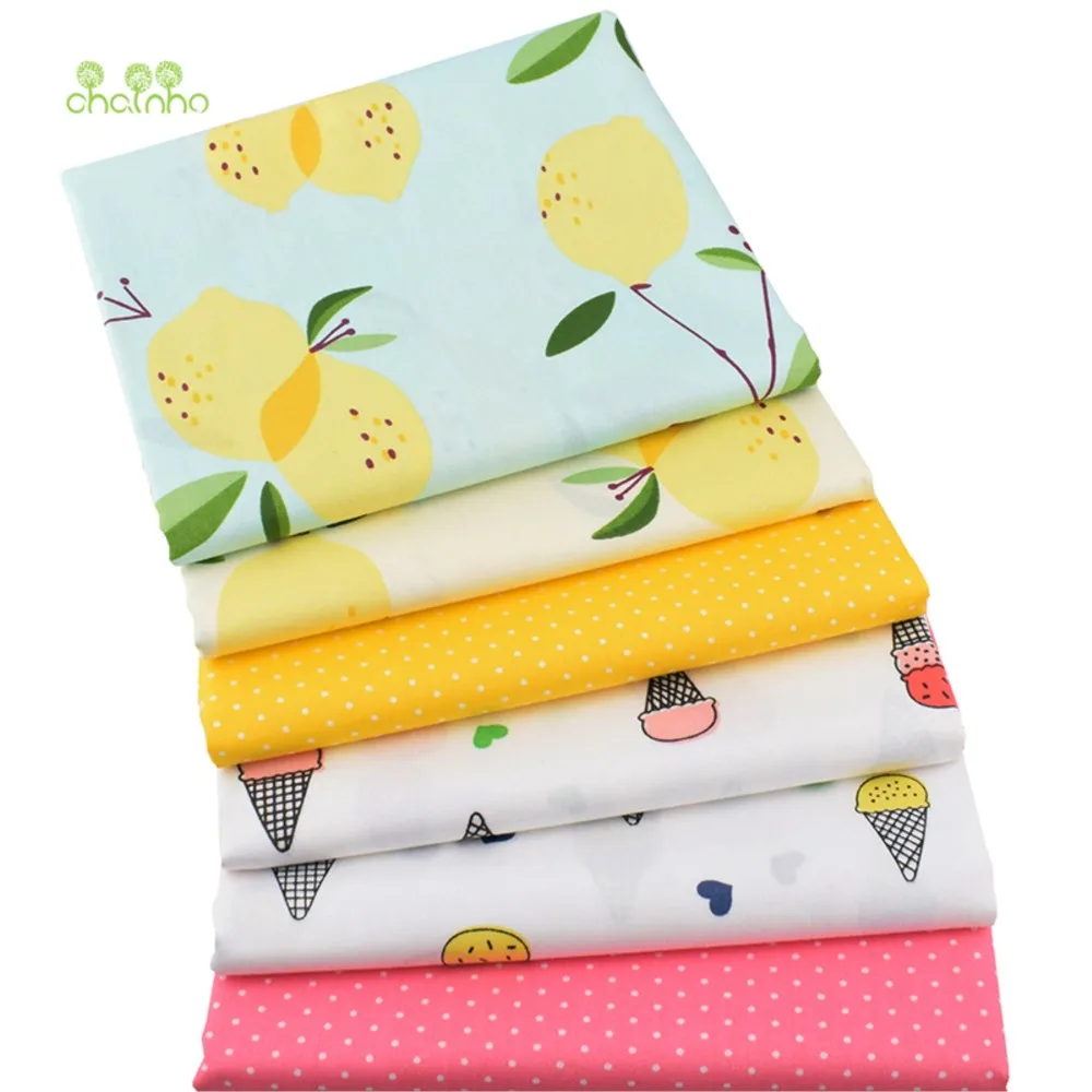 Chainho,Printed Twill Weave Cotton Fabric,DIY Sewing Quilting Material,Patchwork Cloth,Fruit Series,6 Designs,4 Sizes,CC352