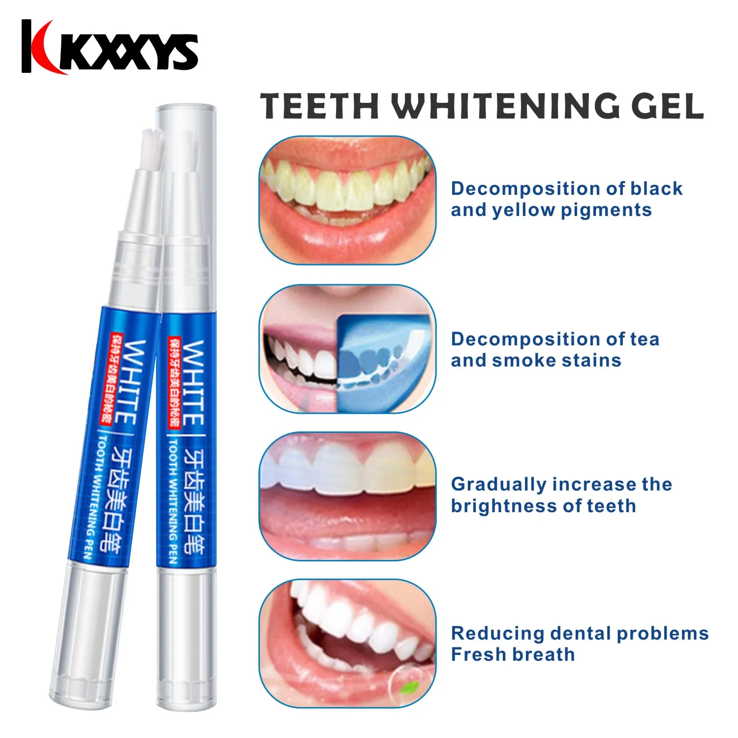 2pcs*3ml Popular White Teeth Whitening Pen Tooth Gel Bleach Remove Stains oral hygiene Peroxide Gel Tooth Kit Dental White