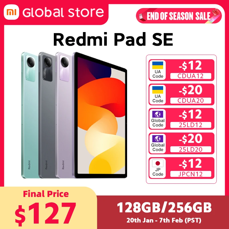 Global Version Xiaomi Redmi Pad SE Snapdragon® 680 128GB / 256GB Mi Tablet Quad speakers Dolby Atmos® 90Hz 11