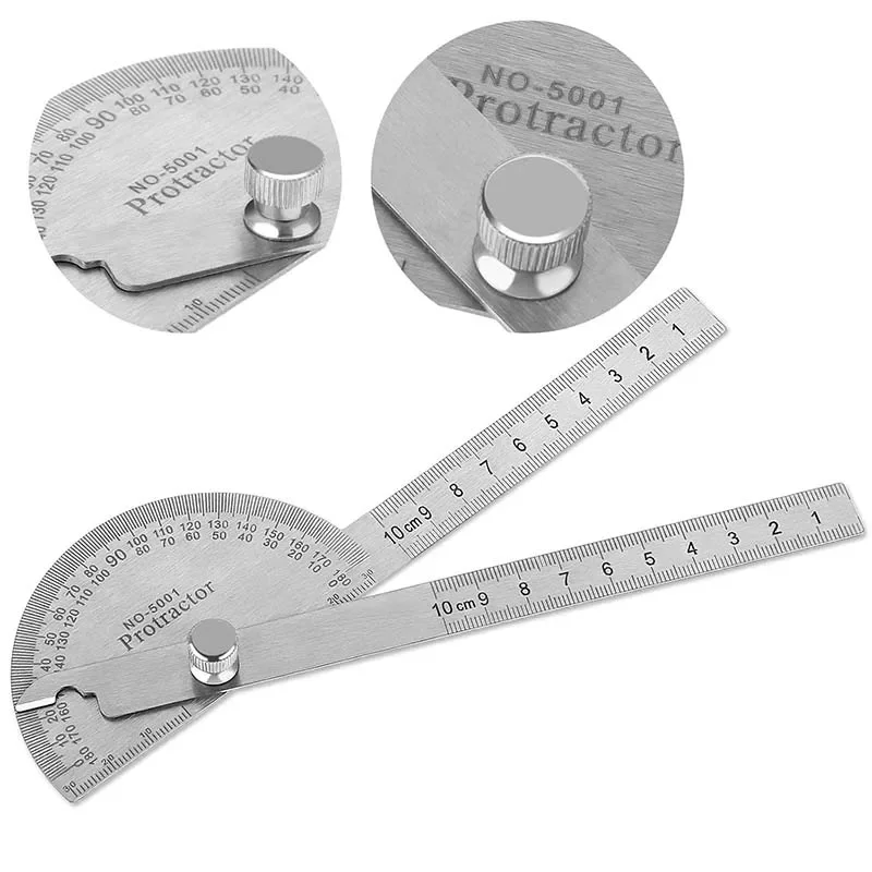 180 Degree Protractor High Precision Metal Angle Finder Goniometer Stainless Steel Rotary Measuring Ruler Woodworking Ruler