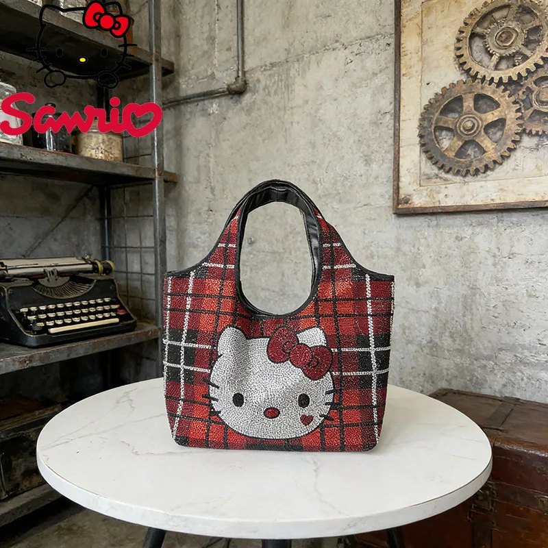 

Hello Kitty New Women's Handbag Fashion High Quality Diamond Banquet Accessories Bag Cartoon Versatile Women's Daily Storage Bag