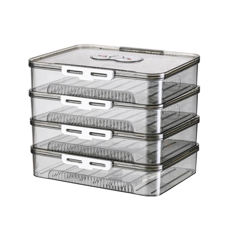 12PD Stylish Multiple Tiers Dumpling Storage Box Clear Freezer Container With Builts In Date Trackers for Organization