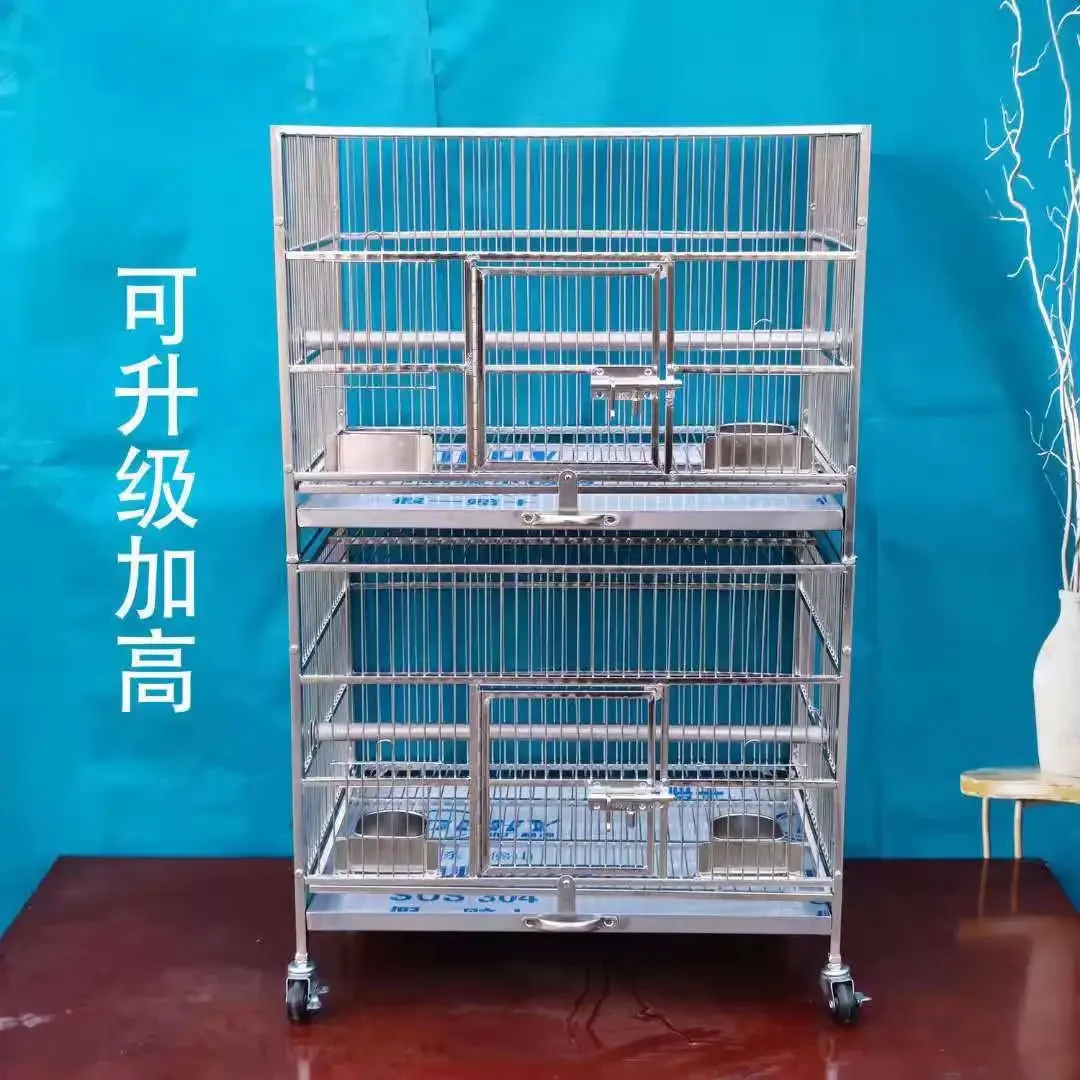 304 stainless steel parrot cage double-layer high-grade breeding bird cage Xuanfeng tiger skin starling parrot cage