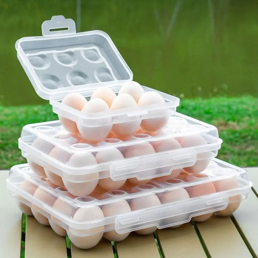 Plastic Egg Storage Box 6/15/24 Grids Anti-collision Refrigerator Egg Organizer Space Saving with Lid Egg Tray for Kitchen