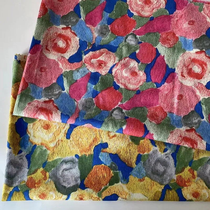 150x45cm Fresh Floral Oil Painting Style Cotton Poplin Printed Fabric 100% Cotton Clothing Dress Home Textiles DIY Sewing Fabric