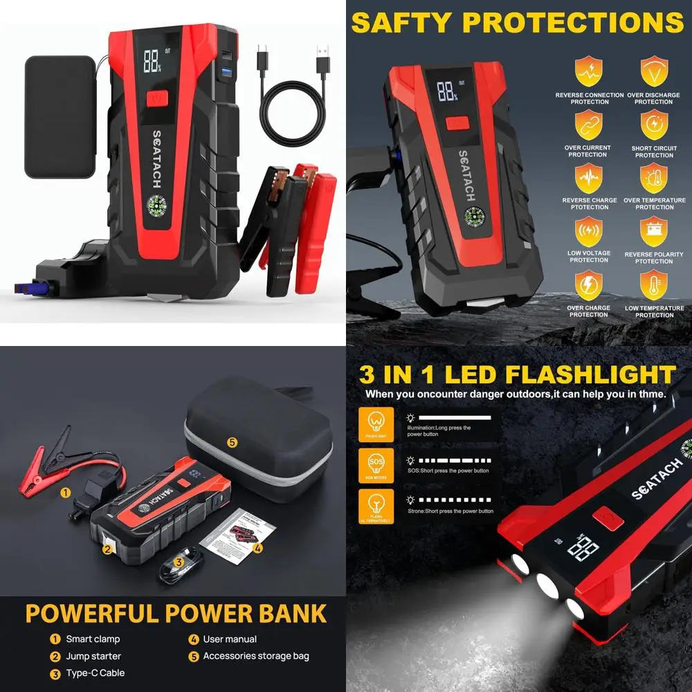 

011 Автомобильный аккумуляторный стартер, аккумуляторный блок для стартера 4000 А 12 В (до бензина 10,0 л и дизельного двигателя 8,0 л), портативный прыжок Bo