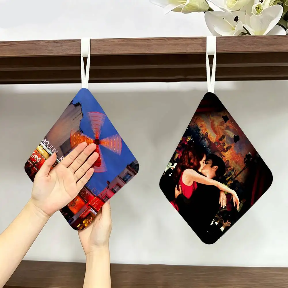Classic Movie M-Moulin Rouge Polyester Cotton Hanging Kitchen Towel, Skin Friendly Hand Wiping Towel for Hotel Cafe Household