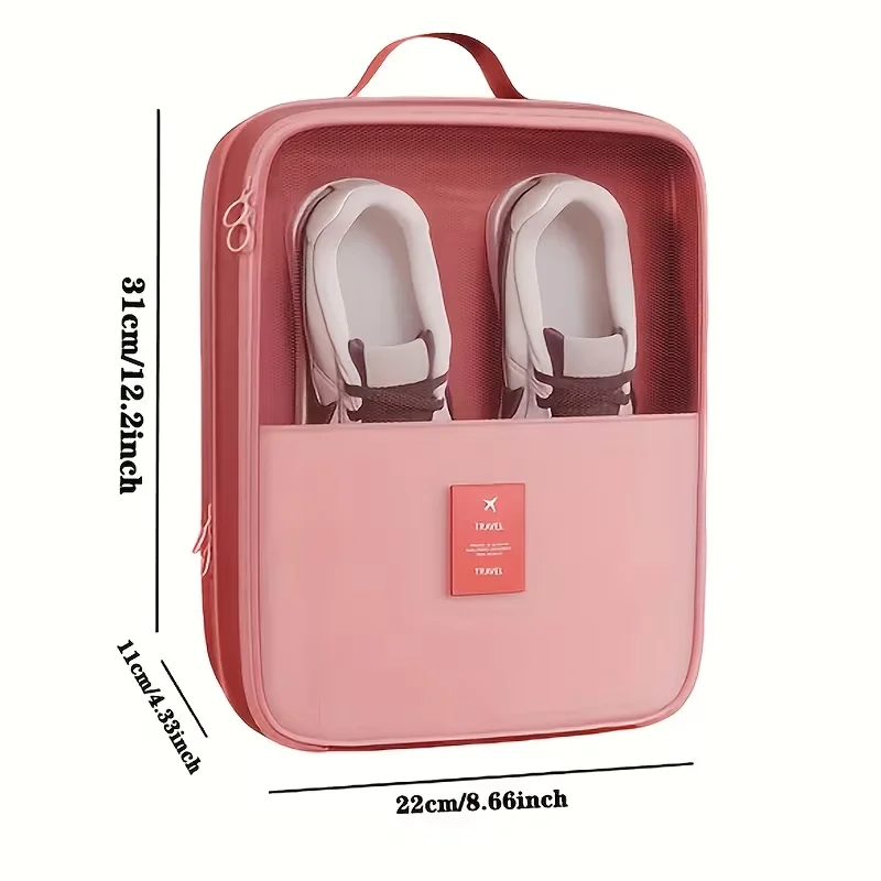 Black High-Capacity Travel Shoe Bag Durable Breathable Dustproof Storage with Comfortable Handle for Footwear Organization