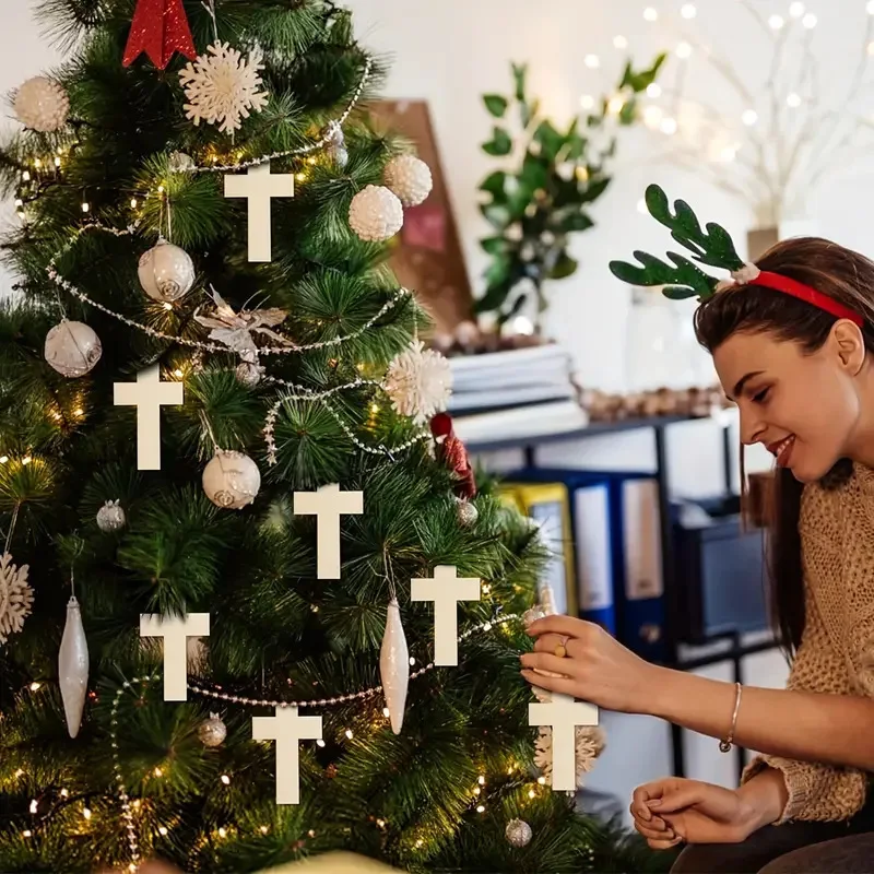 

25Pcs Wooden Crosses DIY Art Craft Projects Smooth Surface Easy Paint Stain Embellish Creative Decoration Ornaments