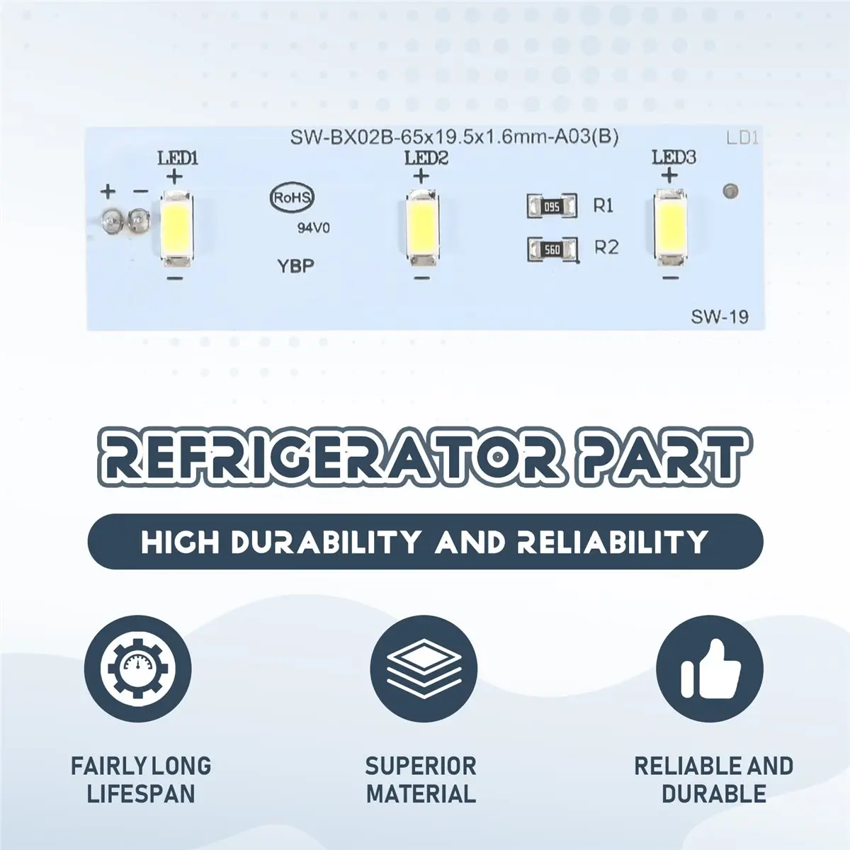 #45Q 1Pcs Refrigerator LED Light for Electrolux Freezer Parts Light Bar,Led Strip Bar For Electrolux,(White)