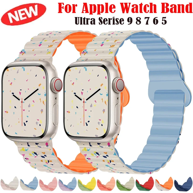 Magnetic Strap For Apple Watch Bands 45mm 38mm 49mm 40mm 42mm 41mm Silicone Sport Bracelet iWatch Series ultra 9 6 5 7 8 se 44mm