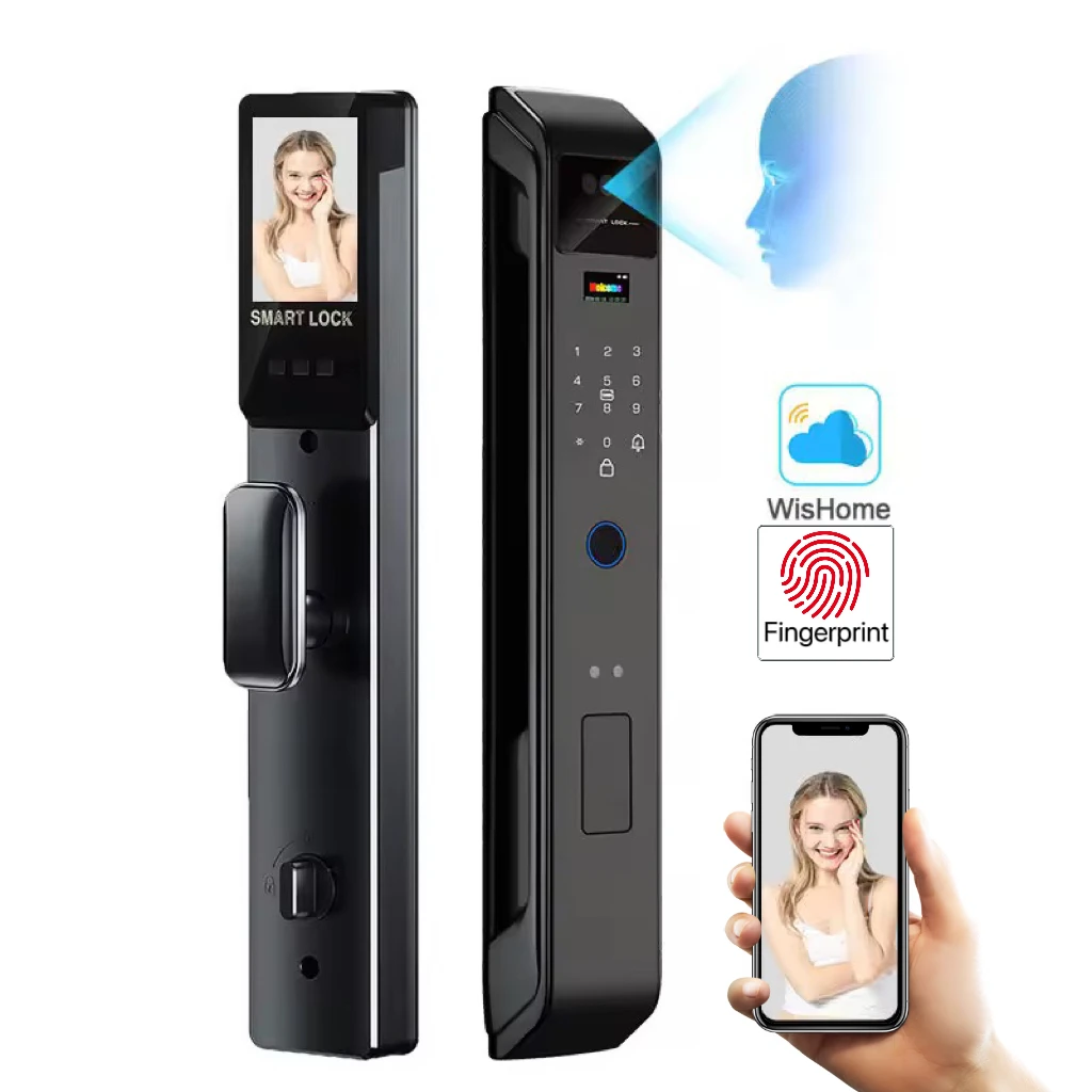 High Quality Smart 3D Face Recognition Door Lock Wishome App Fingerprint Card Code Password Smart Door Lock For Home