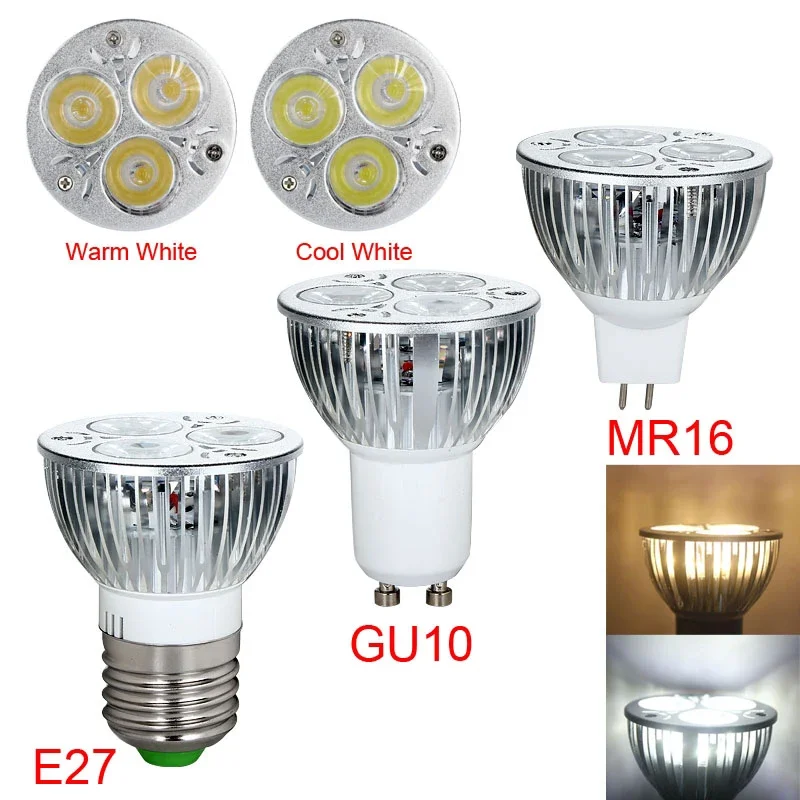 LED Lamp High Power 5W 12W 9W GU10 E27 AC 85-265V LED Bulb Spot Light Lamp MR16 12V LED Spotlight Recessed Lighting Warm/White