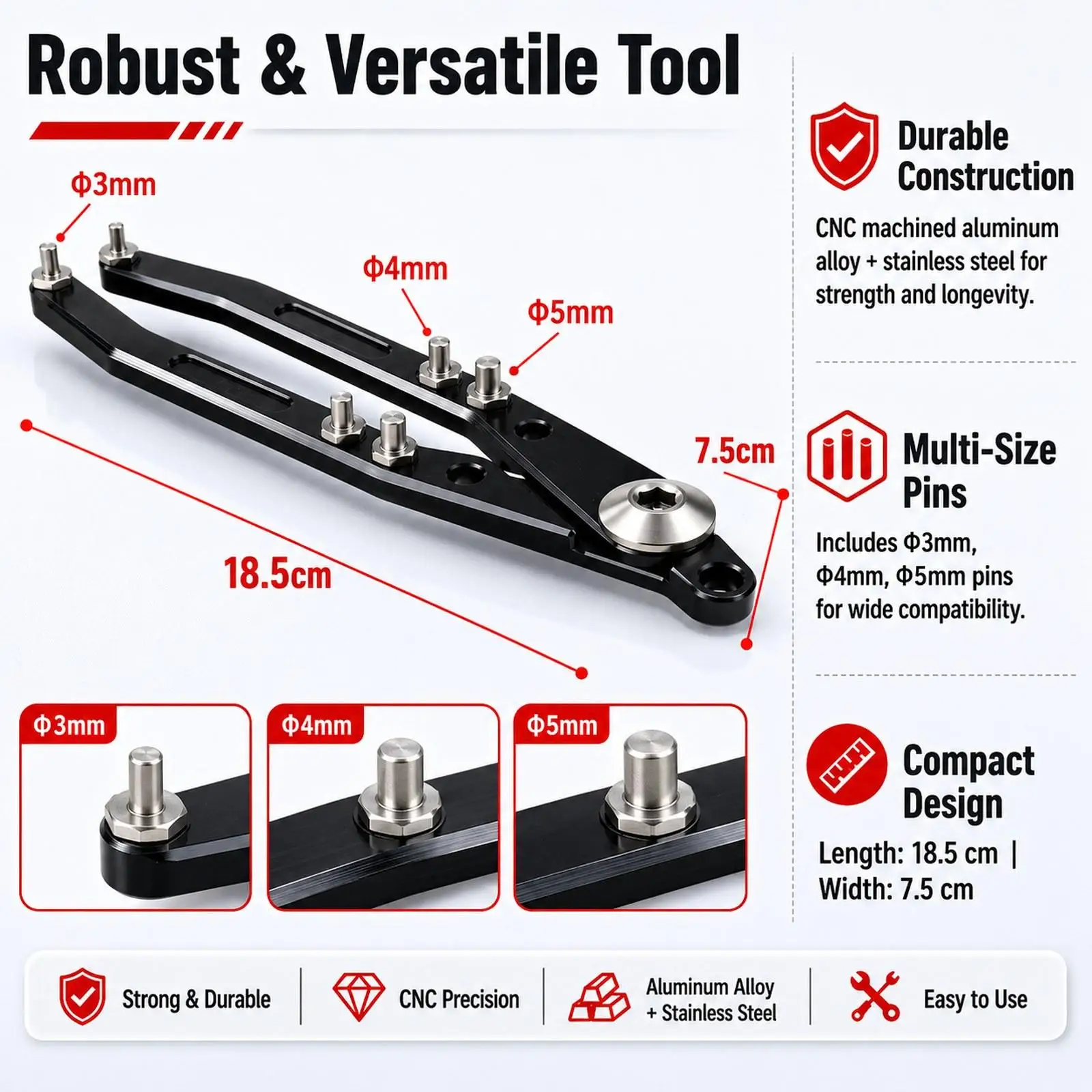 Shock Absorber Spanner Adjustable Pin Spanner Multipurpose Aluminum Alloy Fork Cap Wrench for Motorcycle Accessories