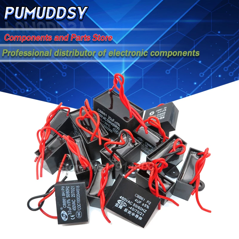 5PCS CBB61 start kapazität AC Fan Kondensator 450V CBB Motor Run Kondensator 1UF 1,2 UF 1,5 UF 1,8